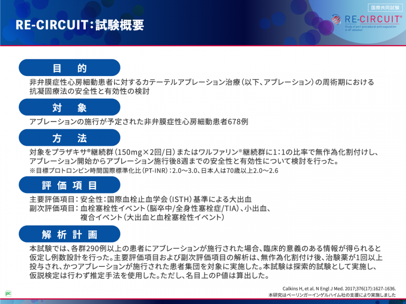 RE-CIRCUIT試験でプラザキサ®はどのように投与されている？01