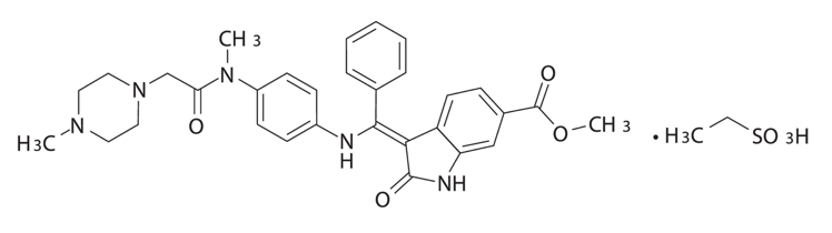 ニンテダニブエタンスルホン酸塩化学構造式